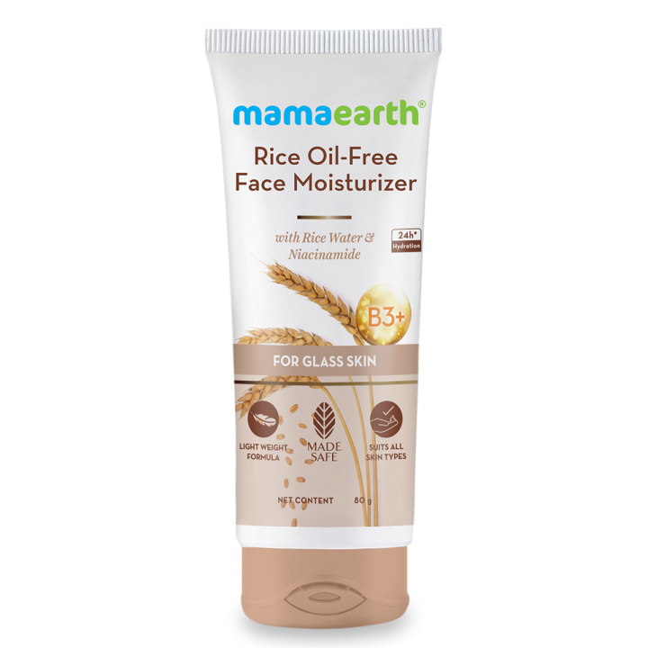 Mamaearth Rice Oil-Free Face Moisturizer for Oily Skin, With Rice Water & Niacinamide for Glass Skin-80gm