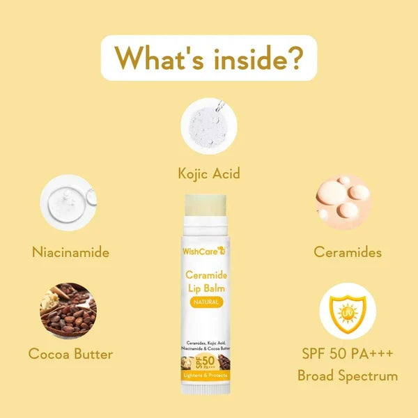 Wishcare Ceramide Lip Balm with SPF 50 PA+++ (Natural)