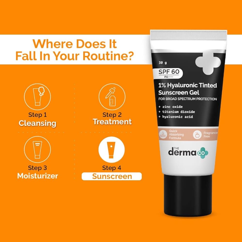 The Derma co 1% Hyaluronic Tinted Sunscreen Gel - SPF 60 - 50g