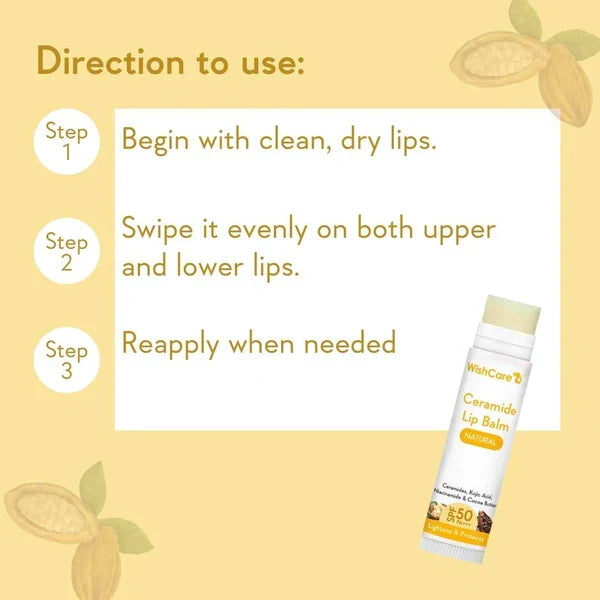 Wishcare Ceramide Lip Balm with SPF 50 PA+++ (Natural)