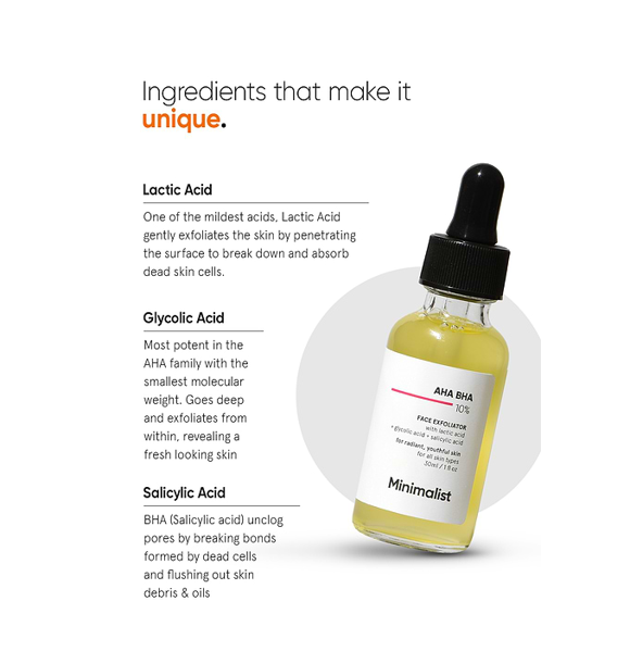 Minimalist AHA BHA 10% Face Exfoliator 30ml