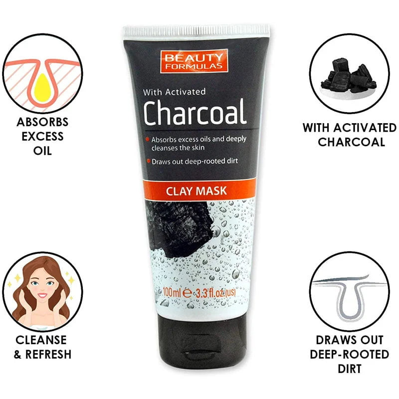 Beauty Formulas With Activated Charcoal Clay Mask – 100ml