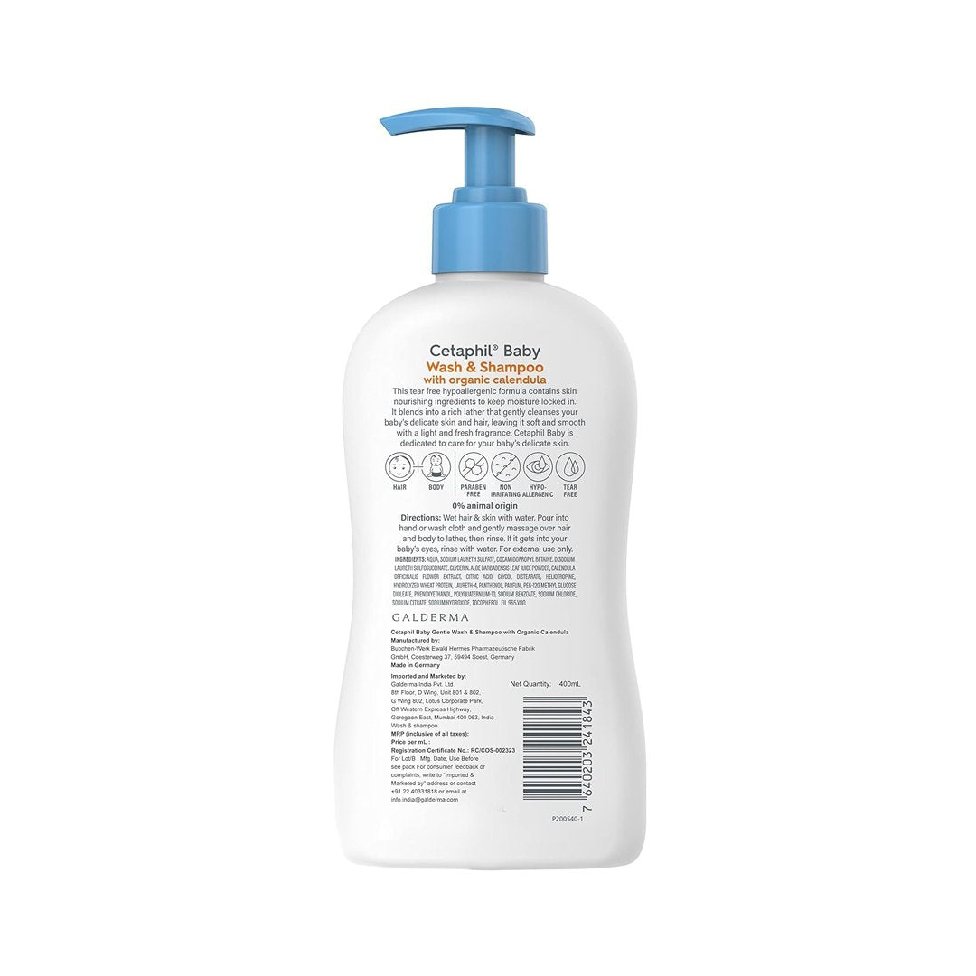 Cetaphil Baby Wash & Shampoo With Organic Calendula (400ml)