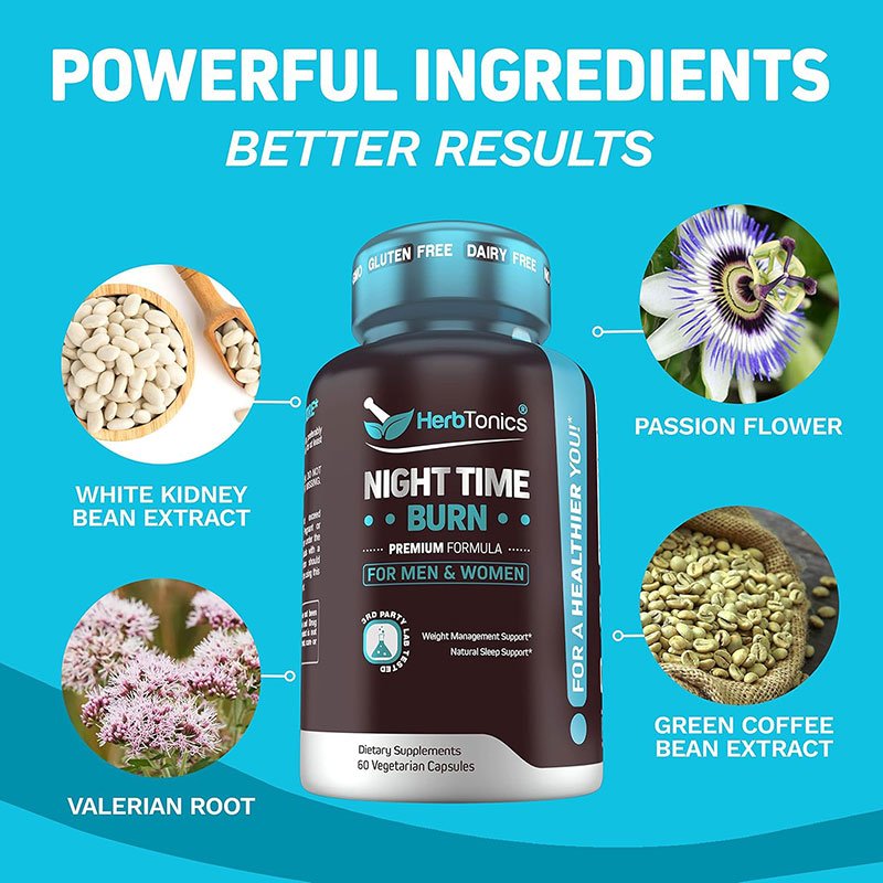 Herb Tonics NIGHT TIME BURN 60 Vegetarian Capsules