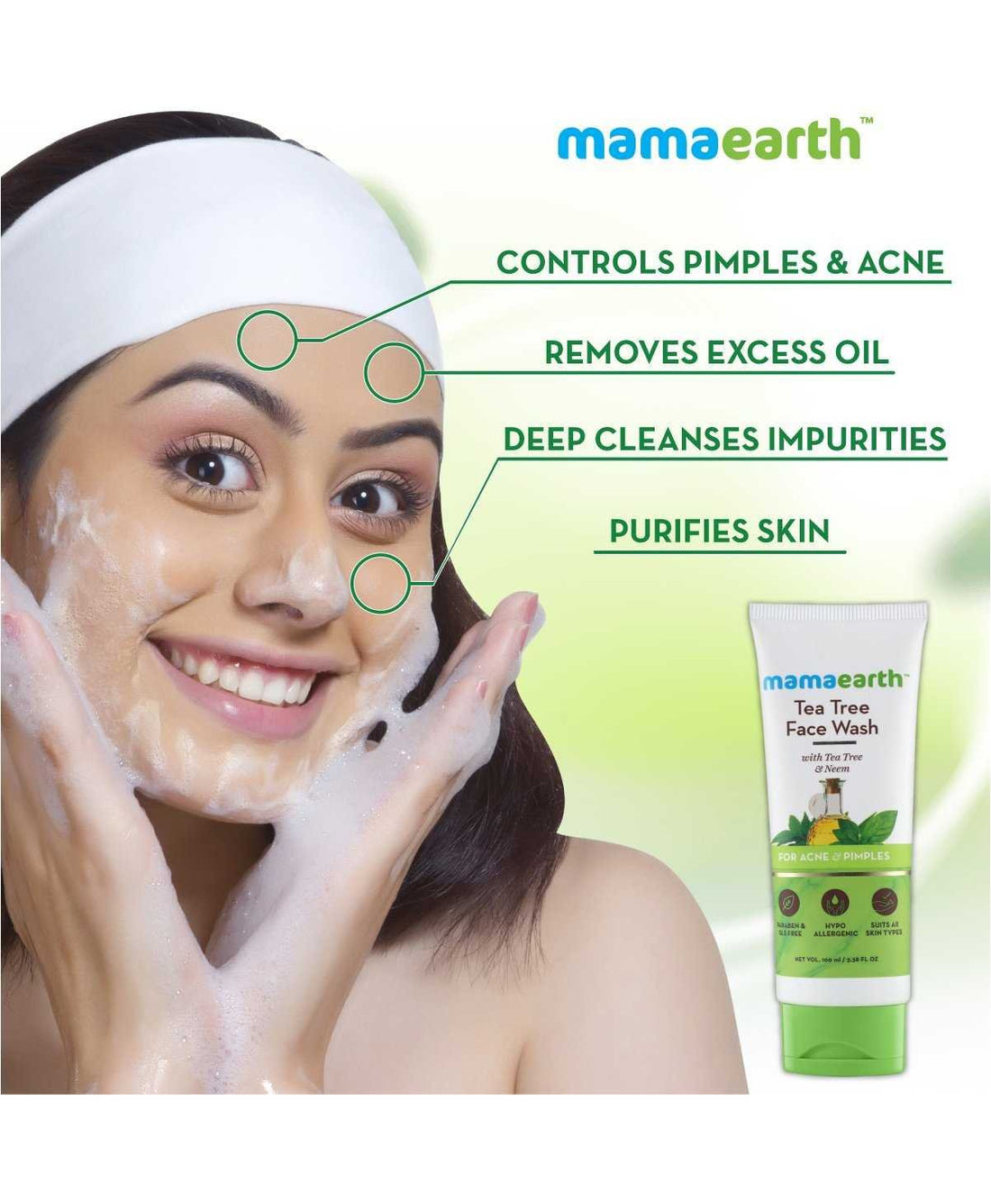 Mamaearth Tea Tree Facewash for Acne & Pimples 100ml