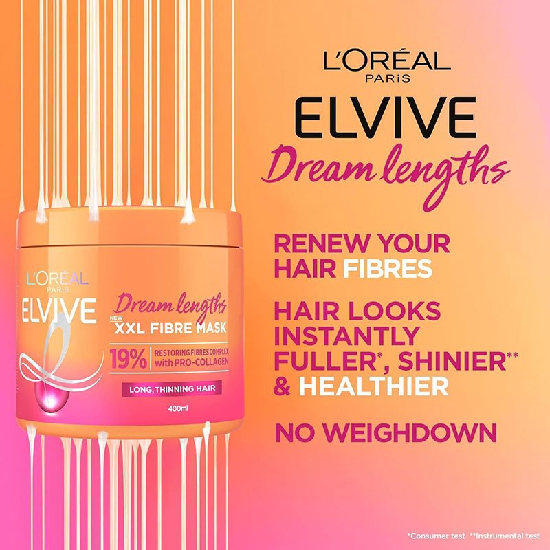 L’Oreal Hair Mask Dream Lengths XXL Fibre – 400ml