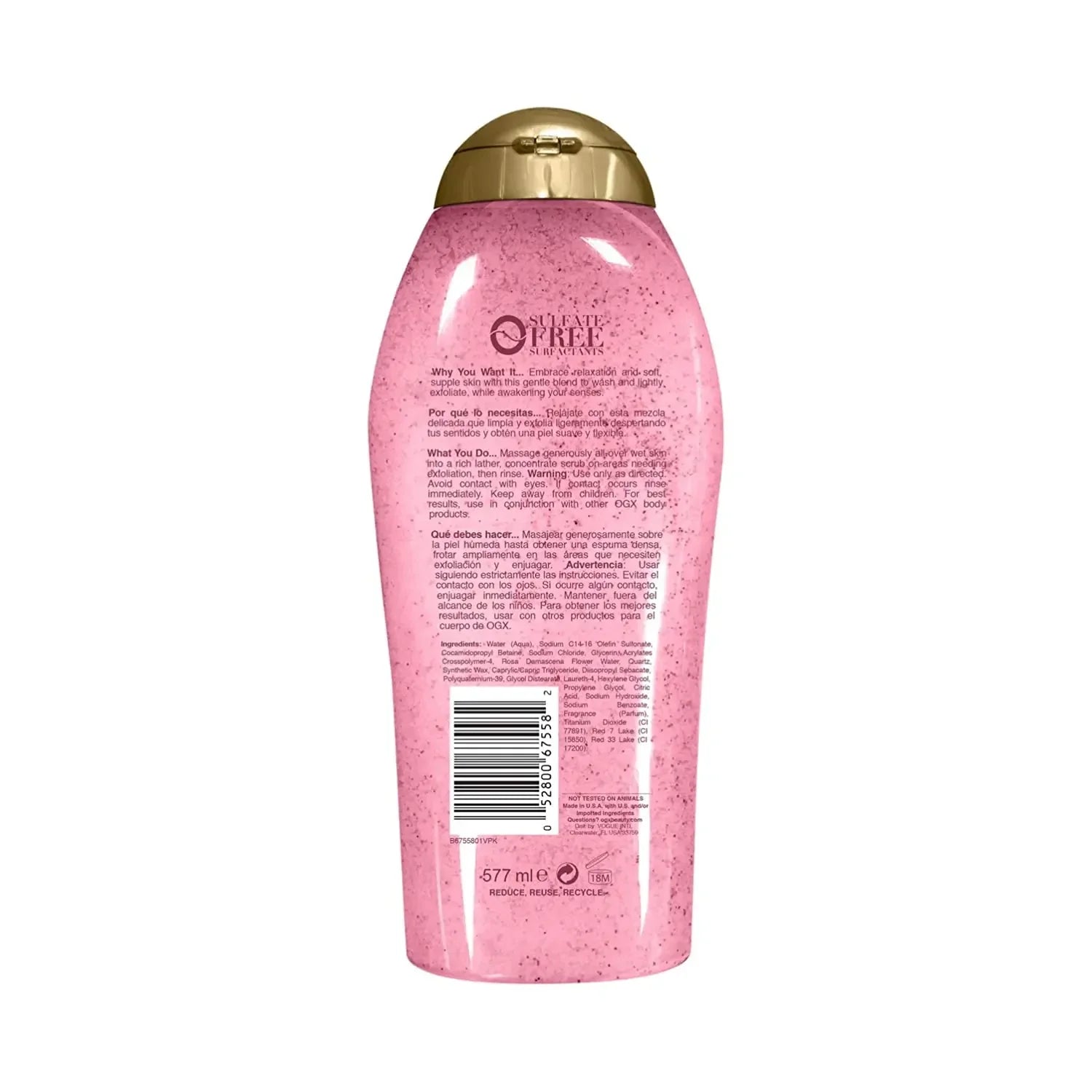 Ogx SENSITIVE + Rose Water & Pink Sea Salt Scrub & Wash 577ml