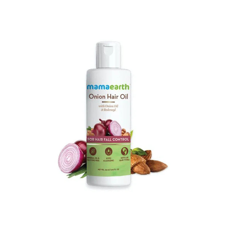 Mamaearth onion hair oil for hair regrowth & hair fall control with redensyl (150ml)