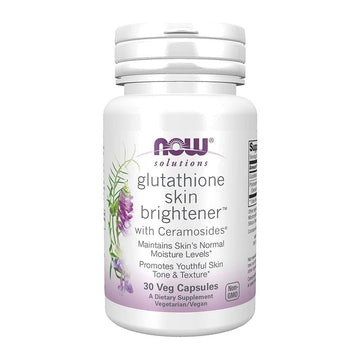 Now Glutathione Skin Brightener with Ceramosides – 30 Veg Capsules