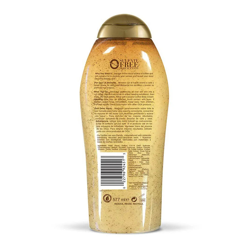 OGX coconut coffee scrub and wash – 577ml