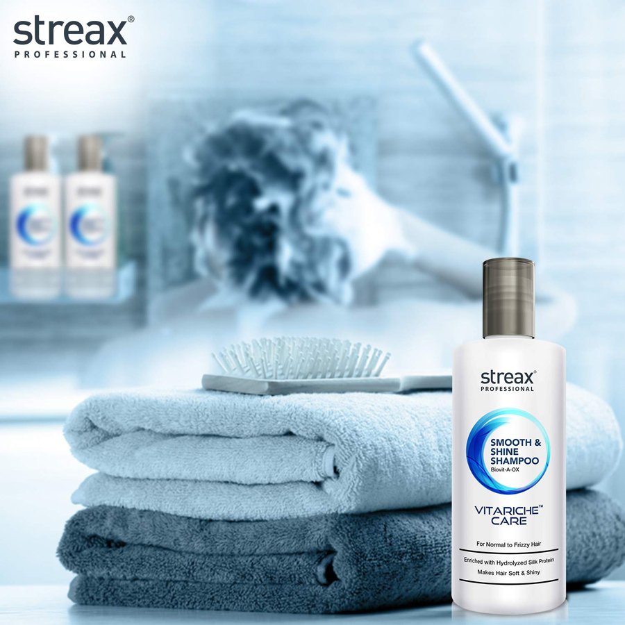 Streax Professionals Vitariche Care Smooth & Shine Shampoo for Dry & Frizzy (300ml)Hair