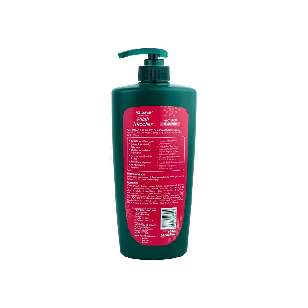 Follow me Green Tea Hijab Micellar Anti Itch Shampoo for All Hair Types(650ml)