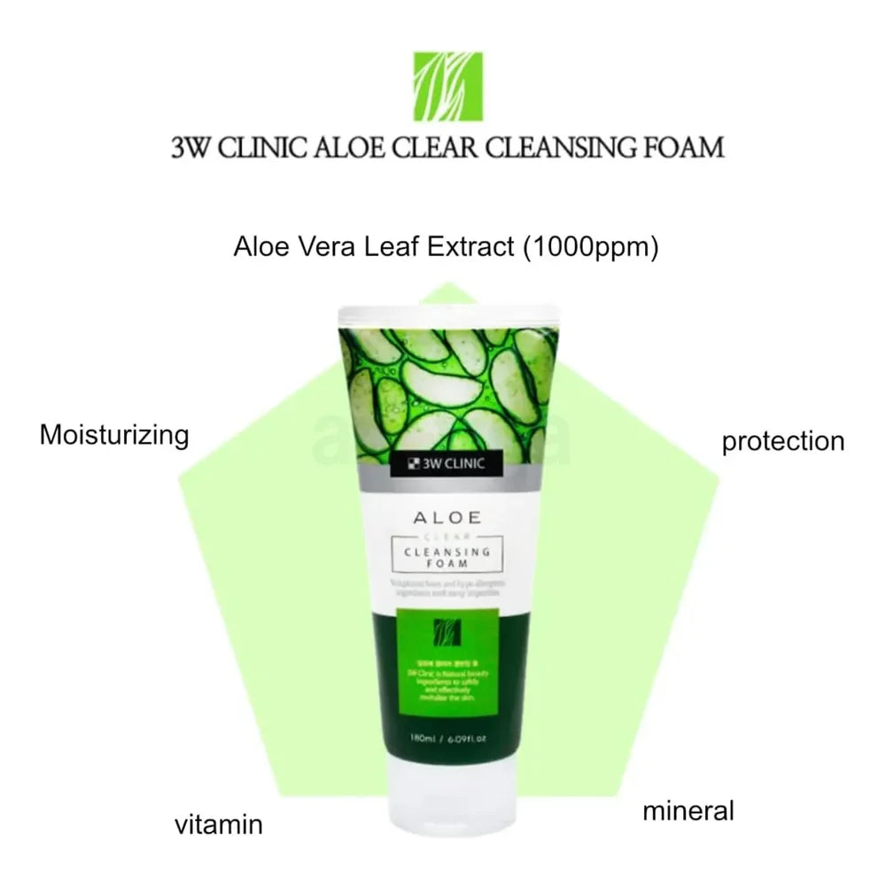 3W Clinic Aloe Clear Cleansing Foam 180ml