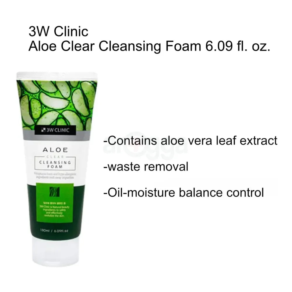 3W Clinic Aloe Clear Cleansing Foam 180ml