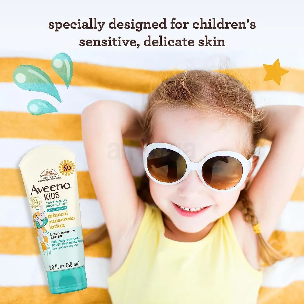 Aveeno Kids Continuous Protection Broad Spectrum SPF 50 Mineral Sunscreen -88ml