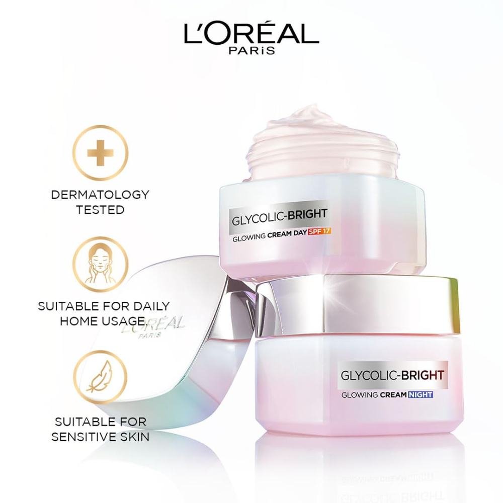 L'Oreal Paris Glycolic Bright Skin Care Day Cream with SPF 17 - 50ml