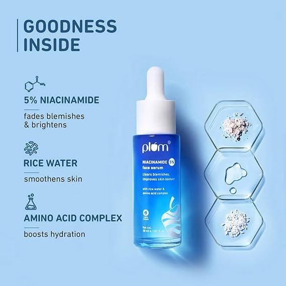 Plum 5% Niacinamide Face Serum With Rice Water & Amino Acid Complex 30ml