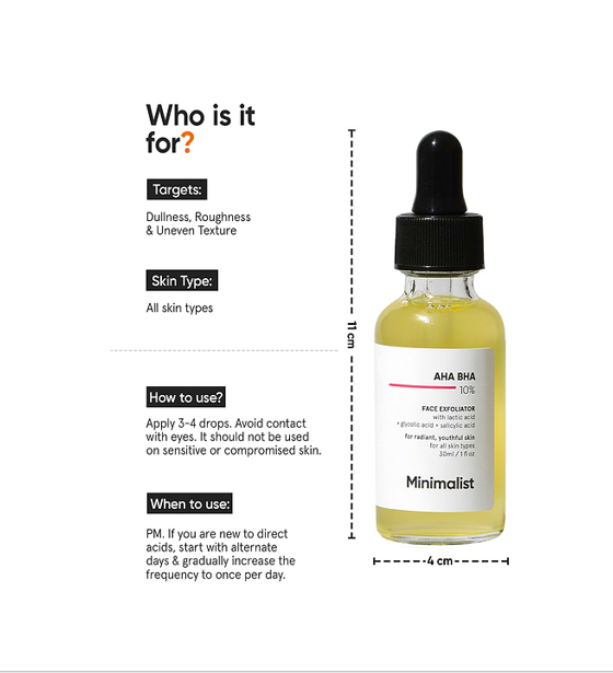 Minimalist AHA BHA 10% Face Exfoliator 30ml