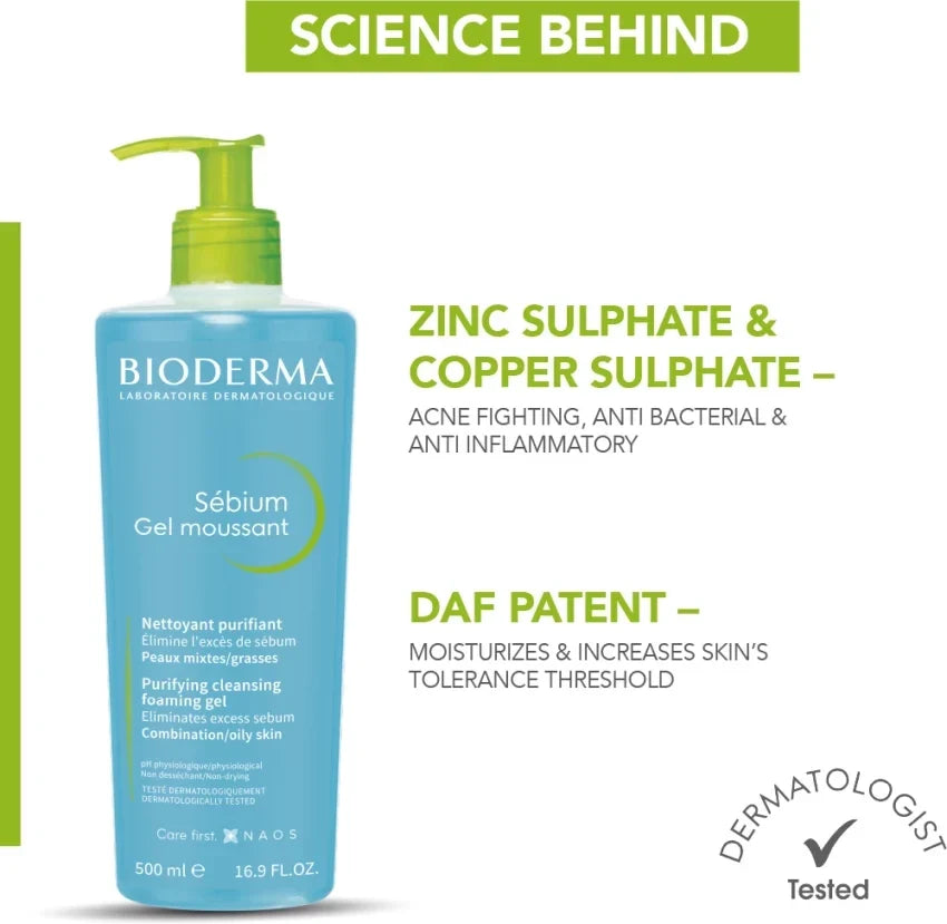Bioderma Sebium Gel Moussant Purifying Cleansing Foaming Gel for Combination to Oil Skin 200ml