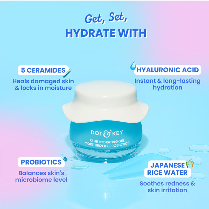Dot & Key 72HR Hydrating Gel Moisturizer + Probiotics for Face | 60ml