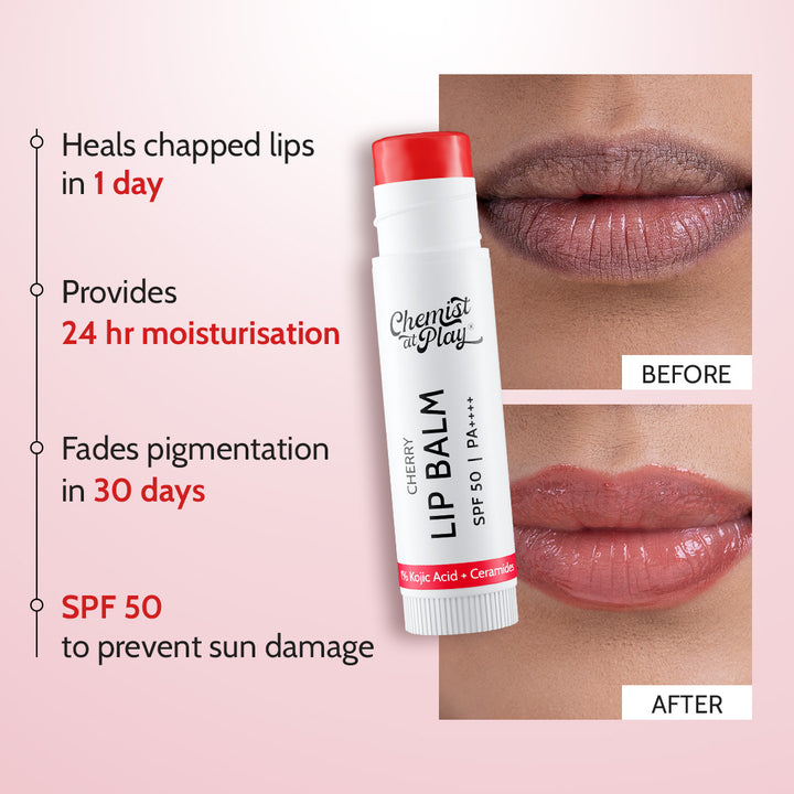 Chemist at Play SPF 50 PA++++ Lip Balm Duo (Natural + Cherry)