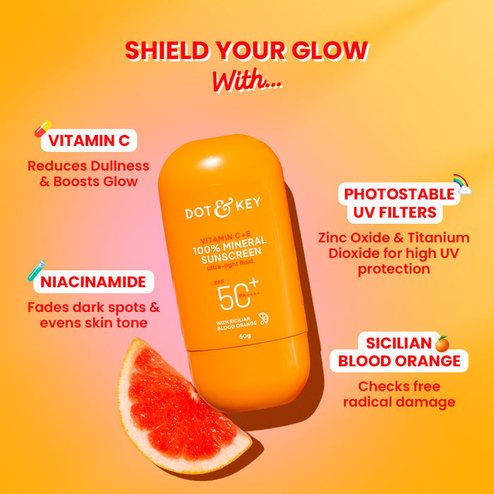 Dot & key Vitamin C + E 100% Mineral Sunscreen SPF 50+, PA++++ 50g