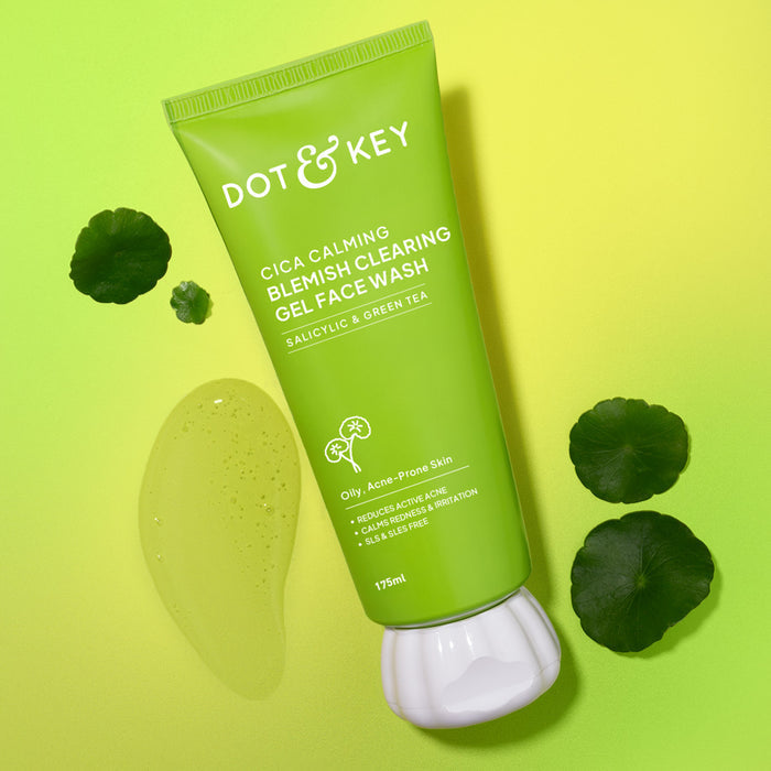 Dot & Key Cica Calming Blemish Clearing Gel Face Wash | Salicylic Acid + Green Tea