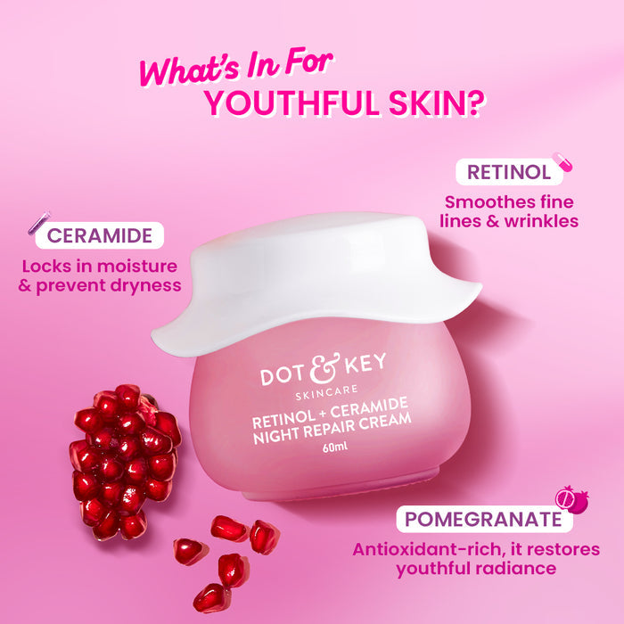 Dot & Key Retinol + Ceramide Night Repair Cream for Face | 60ml