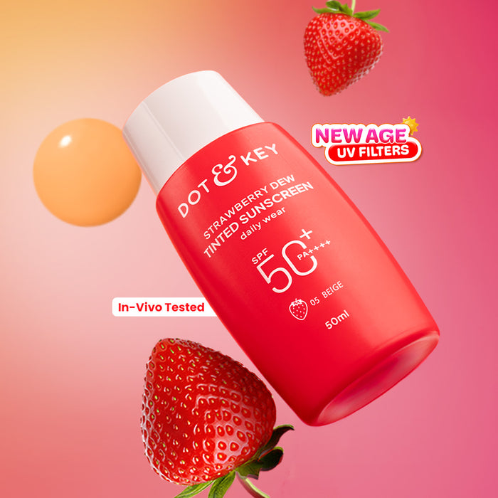 Dot & Key Strawberry Dew Tinted Sunscreen SPF 50+ PA++++ | New-Age UV Filters | 50ml