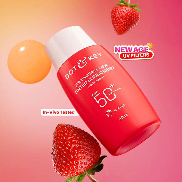 Dot & Key Strawberry Dew Tinted Sunscreen SPF 50+ PA++++ | New-Age UV Filters | 50ml