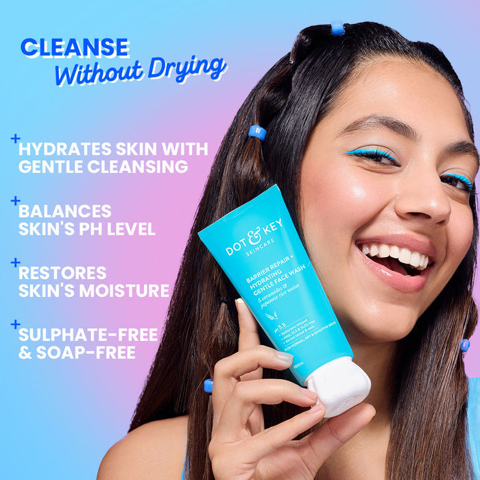 Dot & Key Barrier Repair Gentle Hydrating Face Wash | Ceramides + Hyaluronic Acid