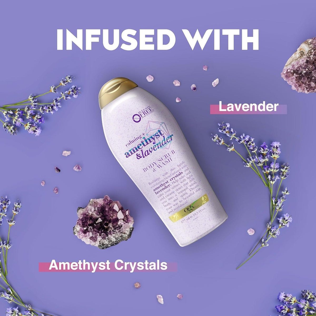 OGX Calming + Amethyst & Lavender Body Scrub & Wash 577ml